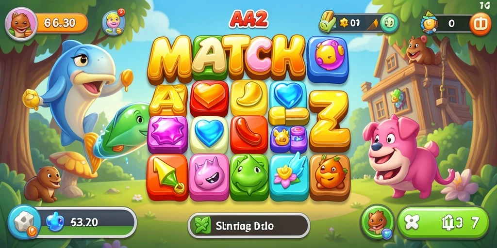 Tampilan gameplay seru dengan warna-warni item Match-3.