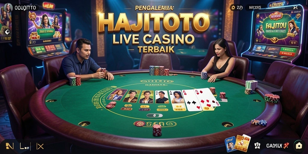 Screenshot gameplay HAJITOTO menampilkan dealer profesional dan suasana kasino yang mendebarkan.